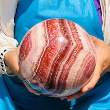 11LB Natural Red Stripe Pork Stone Crystal Quartz Sphere Ball Reiki Healing Gem picture
