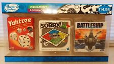 Hasbro Gaming Collectible Ornament Set Yahtzee Sorry Battleship New LIMITED picture