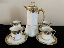 Antique Limoges Elite Works Art Nouveau Chocolate Pot Cups 9pc Serving Set 8.5” picture