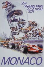 Vintage 1971 Monaco Grand Prix Car Racing Poster  picture