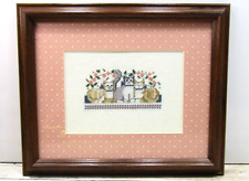 Vintage Picture in Frames colorful Cross Stitch four Cats 🙀 good cond. picture