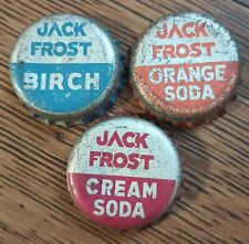 3 JACK FROST soda Bottle Caps Cork CREAM ORANGE BIRCH picture