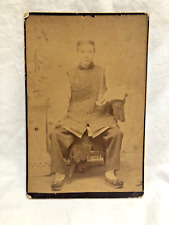 VINTAGE LATE 1800'S PHOTO CANINET CARD CHINESE PERSON WITH OPIUM PIPE RARE picture