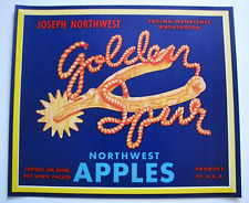 Original GOLDEN SPUR apple crate label Joseph Northwest Yakima Wenatchee WA picture