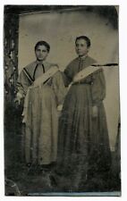Victorian Girls wearing Political or Religious Sash, Vintage Tintype Photo picture