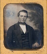 Gentleman Painted Backdrop Perfect Styled Hair 1/6 Plate Daguerreotype T399 picture