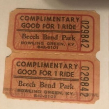 Vintage attached pair of Beech Bend theme Park Ride Tickets - Bowling Green KY picture