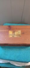 vintage wooden trinket box with mirror inside top lid jewelry box picture
