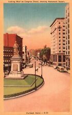 Postcard ME Portland Monument Square west on Congress Street Vintage PC H5340 picture