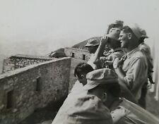 Vintage U.S. Soldiers, Atop Mountain, By Brick Walls PHOTO ~ Military  picture