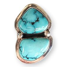 Native American Navajo Melvin Francis Turquoise Large Statement Ring Size 7 picture