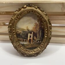 Vintage Small Italian Florentine Oval Picture Gold Gilt Wood Frame Italy picture