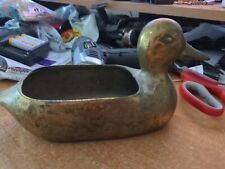 Large Vintage Brass Duck Planter. Quack. Quack. Duck. Mallard.  Dethspicable. picture