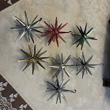 VINTAGE Starburst Sputnik Bradford Plastic Christmas Tree Ornament Lot Of 7 picture