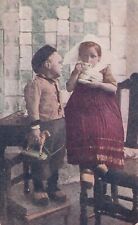 Vintage Postcard 1911 Two Dutch Children Boy Girl Traditional Dress Wooden Clogs picture