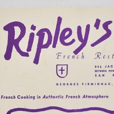 1950s Ripley's Restaurant Menu 846 Jackson Street Stockton San Francisco #1 picture