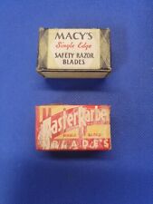 Lot Of 2 Vintage Macy's And Master Barber Single Edge Safety Razor Blades picture