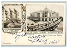 1903 Greetings From Boston Massachusetts MA, Multiview Antique Postcard picture