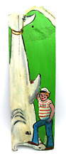 Hand Painted Art on Wood of Fisherman Catching a Shark by Hallen Nautical Sailor picture