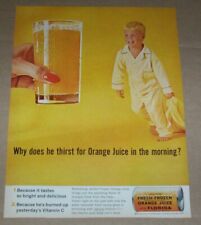 1963 print ad -Florida Orange Juice- cute little boy pajamas Vintage Advertising picture