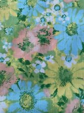 Vintage 60's-70's MOD Tablecloth Retro FLORAL Green Pink Blue White  52