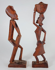Set of Two Hand Carved  Wooden Trbal African Figures. 10