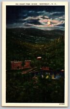 Vintage Linen Postcard - Night-Time Scene Montreat NC - Unposted picture