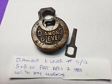 Antique  BRASS  DIAMOND  6-LEVER PADLOCK #11/12 S&B CO Pat Apl. 2 1895 KEY WORKS picture