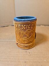 Vintage Mexico Tooled Leather Green Felt Lined 5 Dice Shaker Game Cup Poker picture