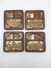 Set Of 4 Gamut Designs Lucite Acrylic Resin Dried Seeds Coasters Mid Century picture