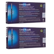 24 - UNI-BALL Roller Pens - MICRO BLUE 0.5mm - Rollerball - 2 Boxes of 12 picture