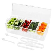 Tebery Large Clear Chilled Condiment Server with Lid and 5 Removable Compartment picture