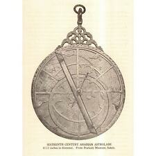 1922 Lithograph Nautical Instrument 16th Century Arabian Astrolabe 2r1-98 picture