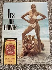 Olde English 800 Malt Liquor Poster Ad Girl Sexy Girl & Tiger 80’s Beer 22.5x17” picture