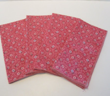 Set of 4 Cloth Napkins Vintage Cotton Pink Floral Finished Hems 16 X 16 picture