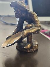 vintage gold panning miner brass figurine picture