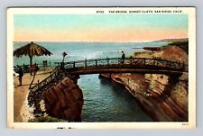 San Diego CA-California, Sunset Cliffs, The Bridge, Antique Vintage Postcard picture
