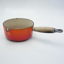 Vintage Le Creuset Yellow #16 Pot Sauce pan Spout Teak Wood Handle - Cast Iron picture