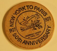 Vintage New York To Paris Wooden Nickel Lindbergh 1927 - 1977 picture