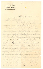 1886 Handwritten Letter  J L Lougee Furniture Salem Massachusetts picture