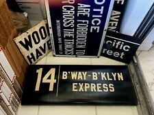 VINTAGE NY NYC SUBWAY ROLL SIGN LARGE BROADWAY THEATER ARTS BROOKLYN EXPRESS #14 picture