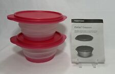 Tupperware #5252C-5 Set of 2 FlatOut / Adjustable Containers 3 cup/ 700ml Pink picture