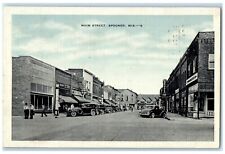 1939 Main Street Cars Drugs Store Spooner Wisconsin WI Posted Vintage Postcard picture