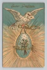 EASTER Dove Big Egg Series 1258 Embossed Vintage Postcard $D picture