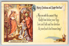 c1930s Jesus Merry Christmas Nativity New Year Religious Vintage Postcard picture