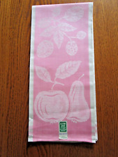 Vintage Pink Fruit Design All Pure Linen Tea Towel - Made in Czechoslovakia NWT picture