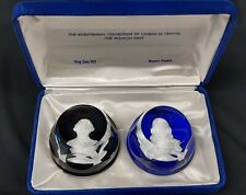 1975 Franklin Mint Cameos In Crystal - Benjamin Franklin & King Louis XVI picture