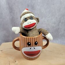 Sock Monkey Galerie Double Handled Mug Cup And TY Plush Socks Stuffed Animal picture