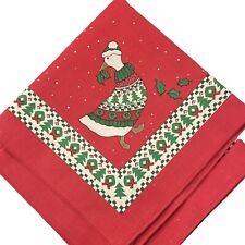 2 Vtg Christmas Goose Holly Berry Kitchen Napkin Linen Handkerchief Placemat 17