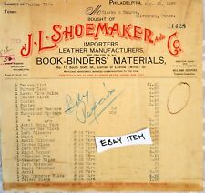 1907 BILLHEAD PHILADELPHIA  J.L. SHOEMAKER and COMPANY LEATHER IMPORTER picture